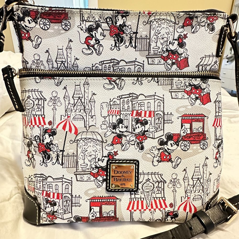 Disney Dooney & Bourke Mickey & Minnie Downtown Red Letter Carrier Crossbody